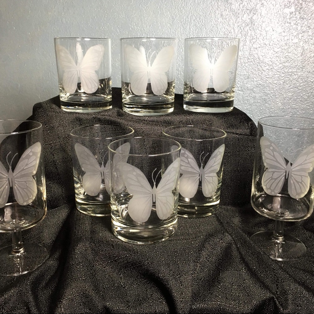 Vintage Neiman Marcus Glassware - Etched Butterfly